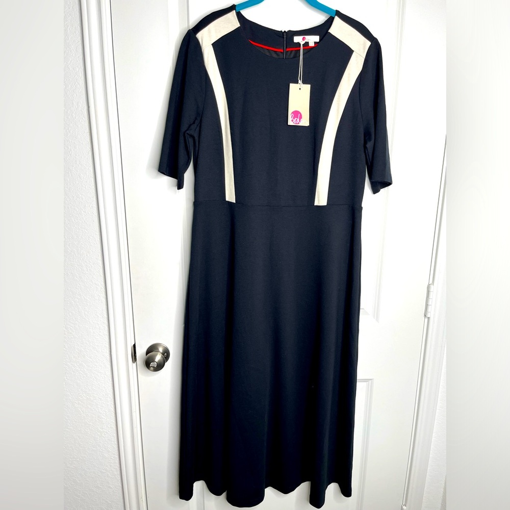 Boden Emily Ponte Midi Dress Black and White
Scoop Neck Size 14L NWT - Picture 3 of 11